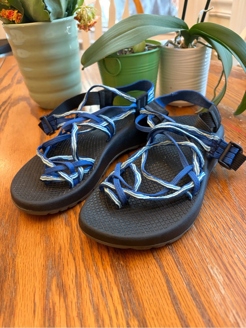 Chaco Sandals Womens 6 Vibram Sporty Strappy Slingback Blue Fabric W6
